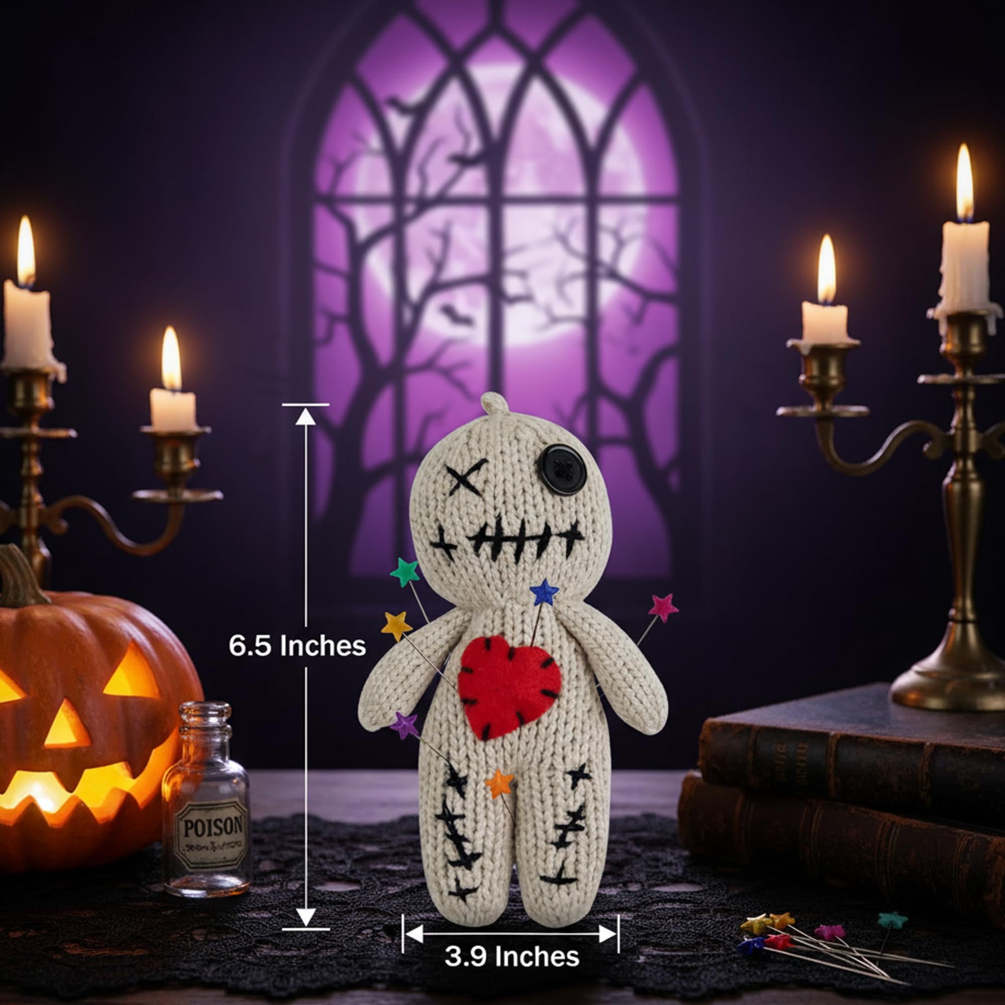 DKUUPEX Voodoo Doll with 18 Pins, Creepy Horror Plush Stress